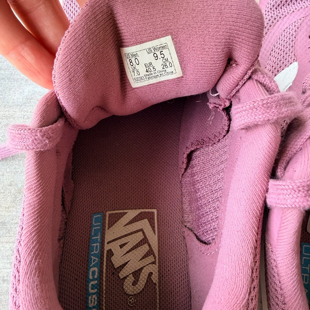 Vans Women’s Rose Pink Mesh Skate Sneakers with White Side Stripe - Picture 5 of 6